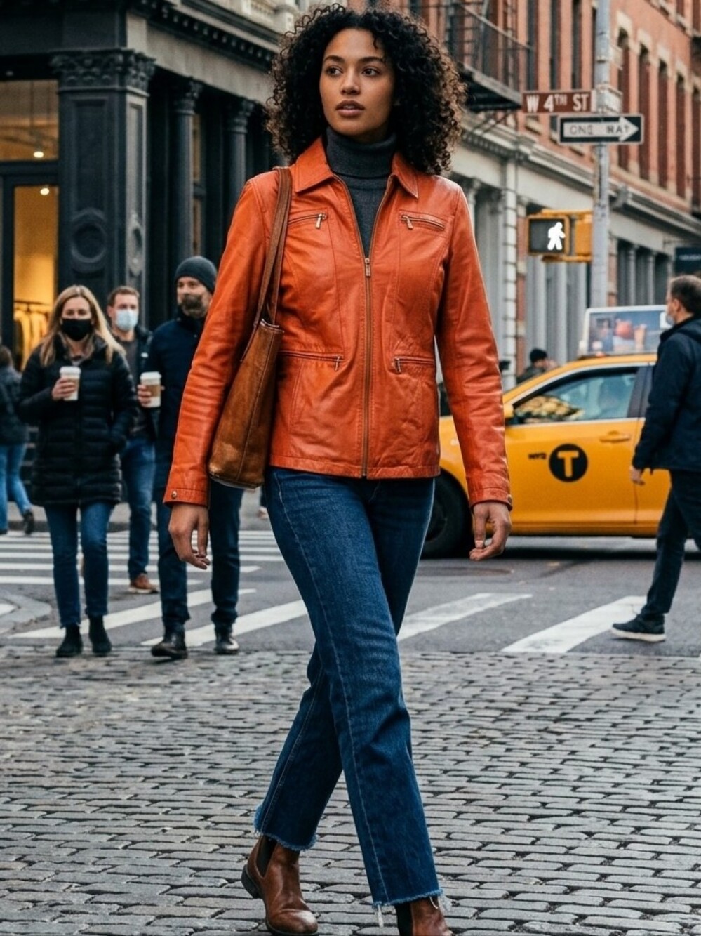 Marc Mattis Vintage Orange Leather Jacket Women's Size Medium Distressed